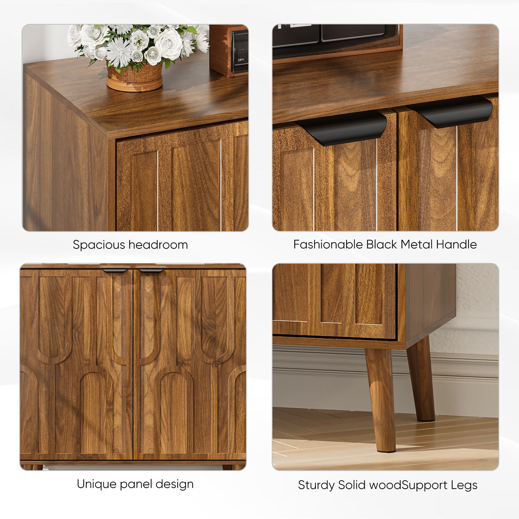 Farmhouse Style Sideboard Buffet Cabinet With Storage Bar Cabinet - Walnut