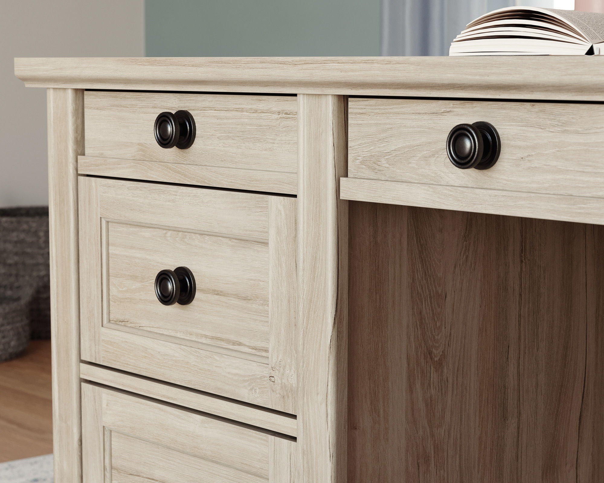 Executive Double Ped Desk in Chalk Oak