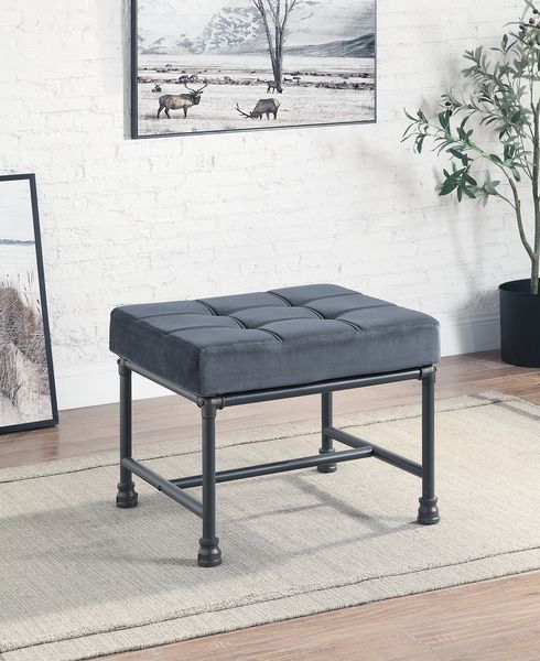 ACME Brantley - Ottoman - Gray Velvet & Sandy Gray Finish | Meri Furniture