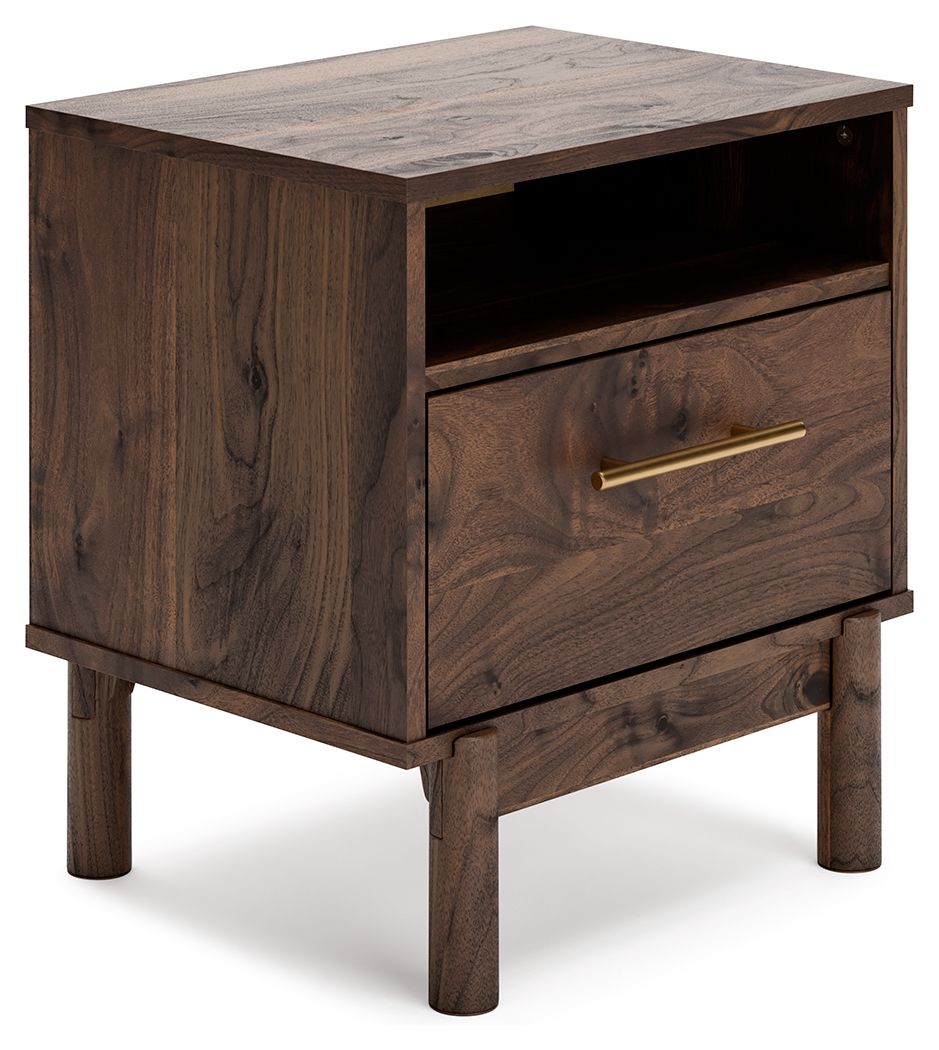 Signature Design by Ashley® Calverson - Mocha - One Drawer Night Stand - Medium | Meri Furniture