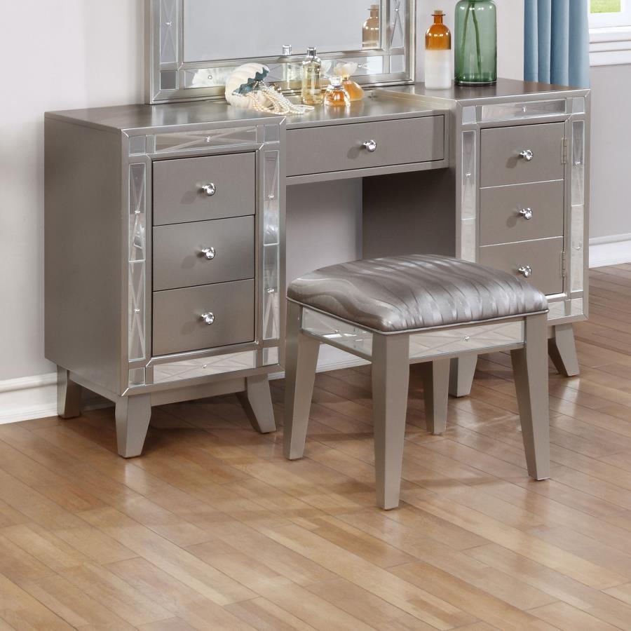 Coaster Fine Furniture Leighton - Vanity Table And Stool Set - Metallic Mercury | Meri Furniture