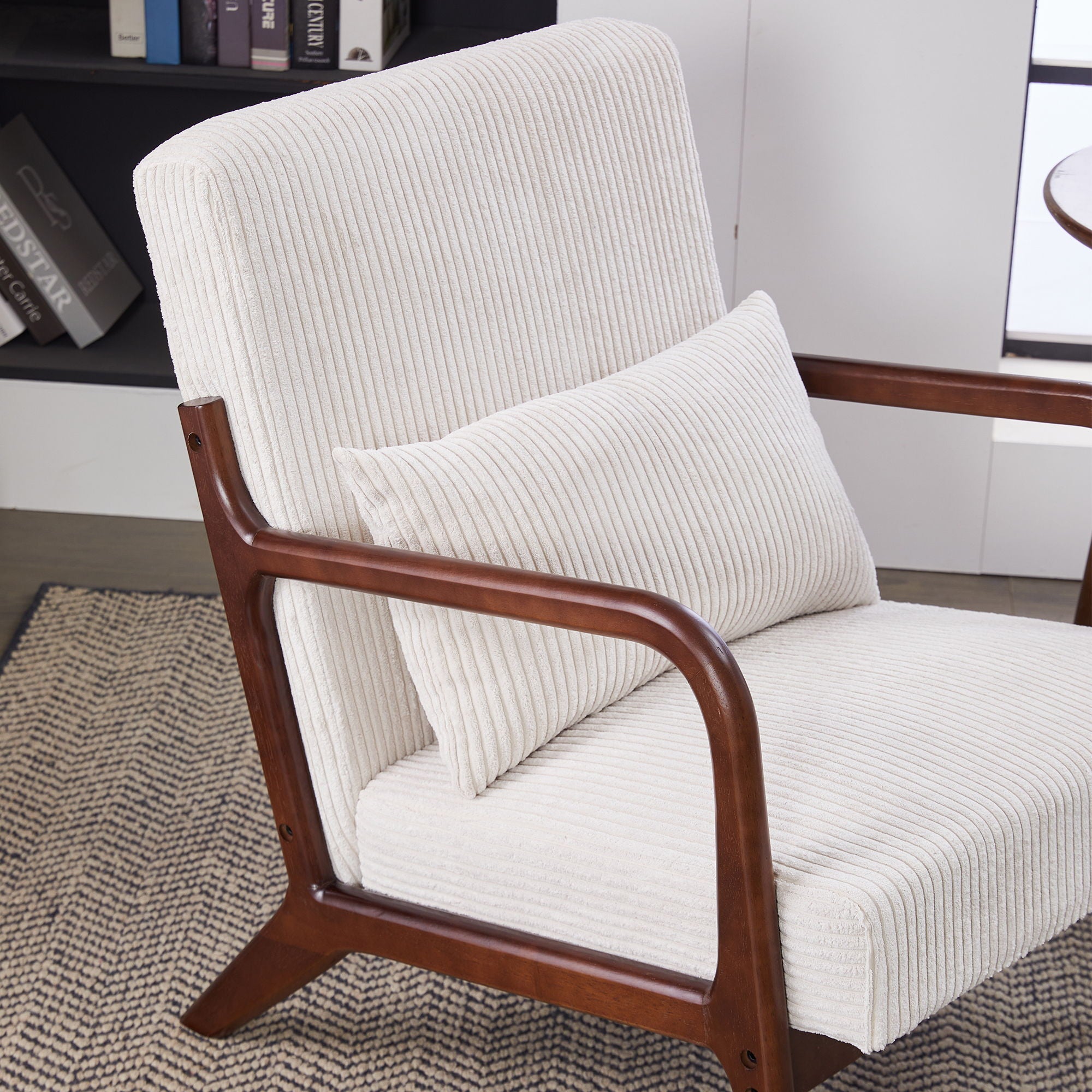 Accent Chair With Pillow And Wood Frame