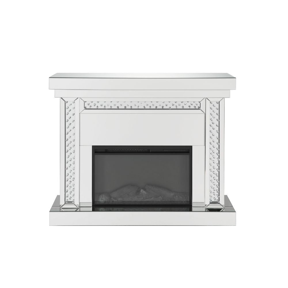 ACME Nysa - Fireplace - Mirrored & Faux Crystals - 42" | Meri Furniture