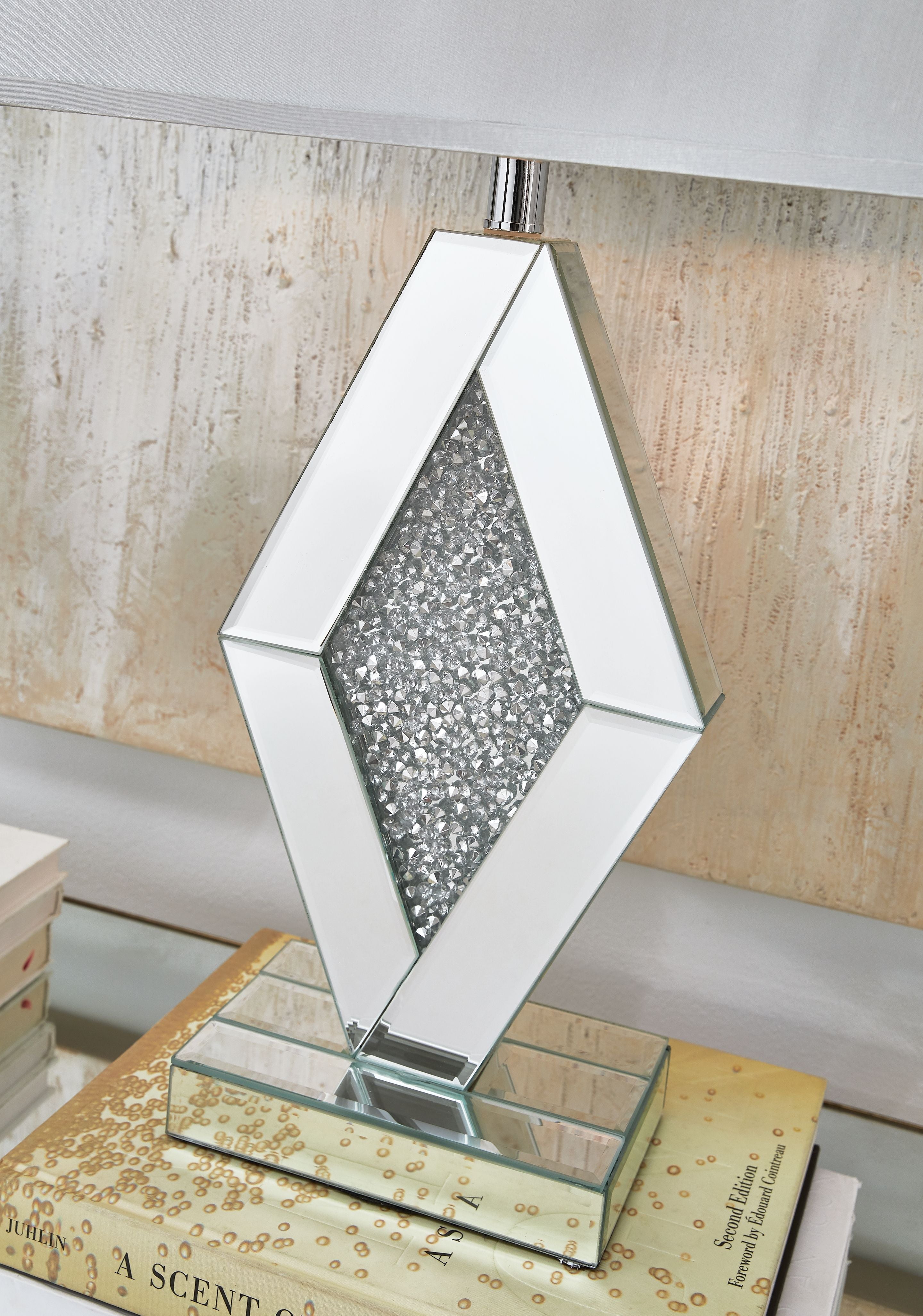 Ashley Furniture Prunella - Silver Finish - Mirror Table Lamp | Meri Furniture