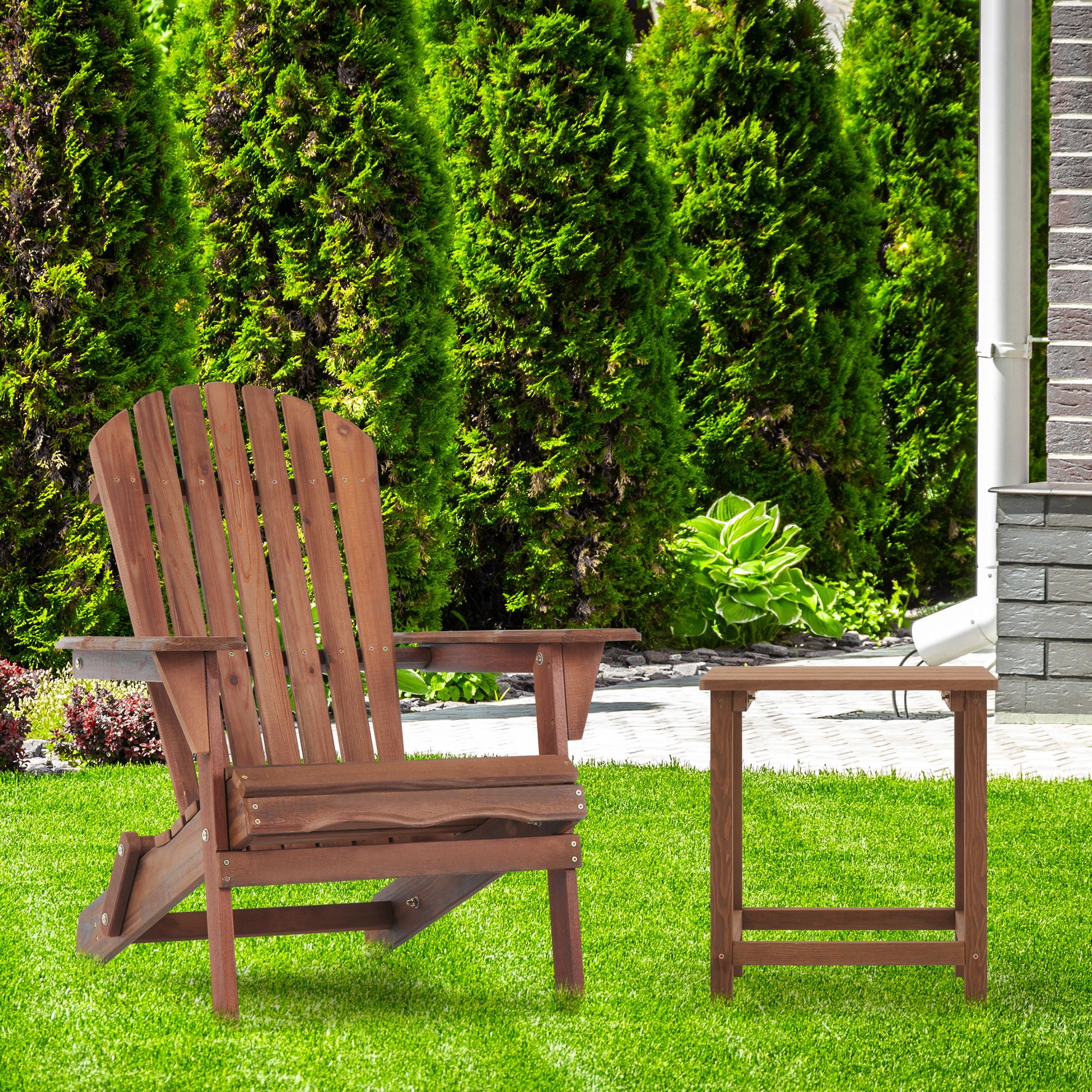 Lounge Patio Chair For Garden Outdoor Wooden Folding Adirondack Chair (Set of 2) Solid Cedar Wood Lounge Patio Chair For Garden