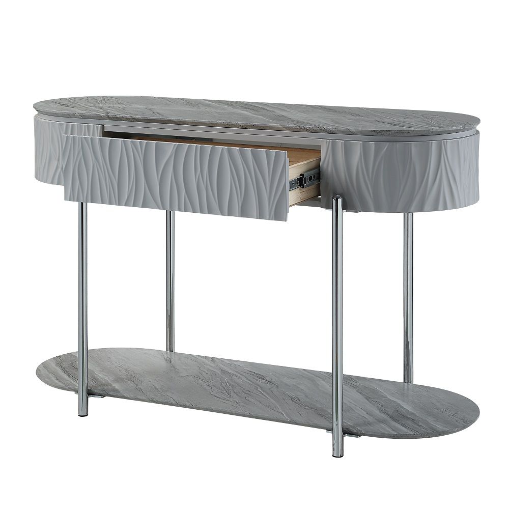 ACME Yukino - Sofa Table - Gray High & Chrome | Meri Furniture