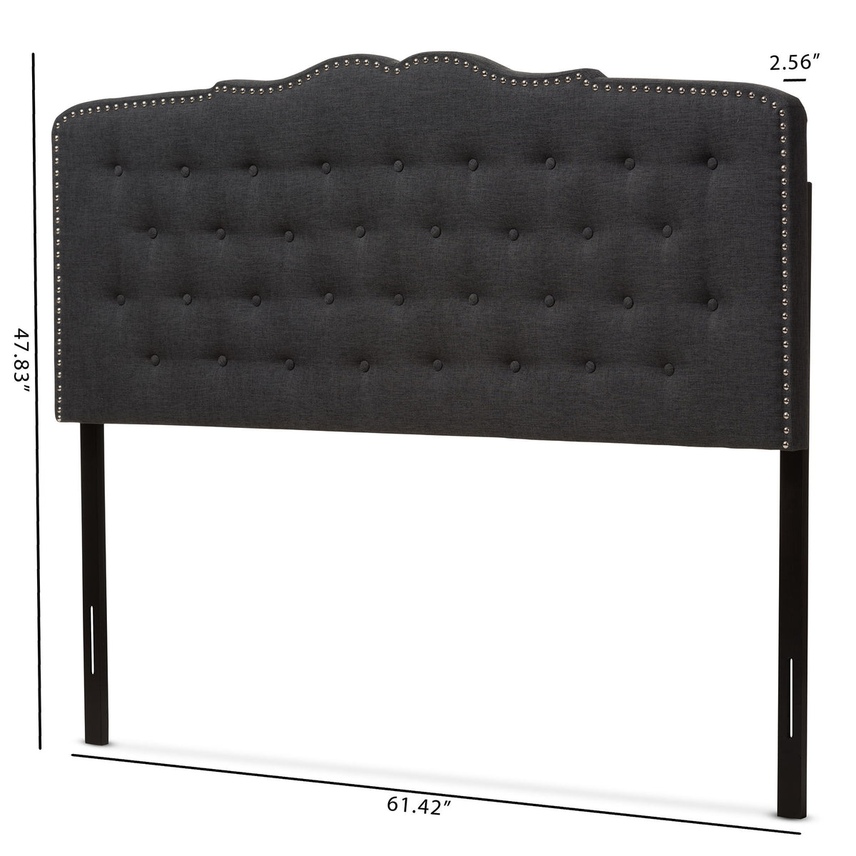 Lucy Modern and Contemporary Dark Grey Fabric Queen Size Headboard