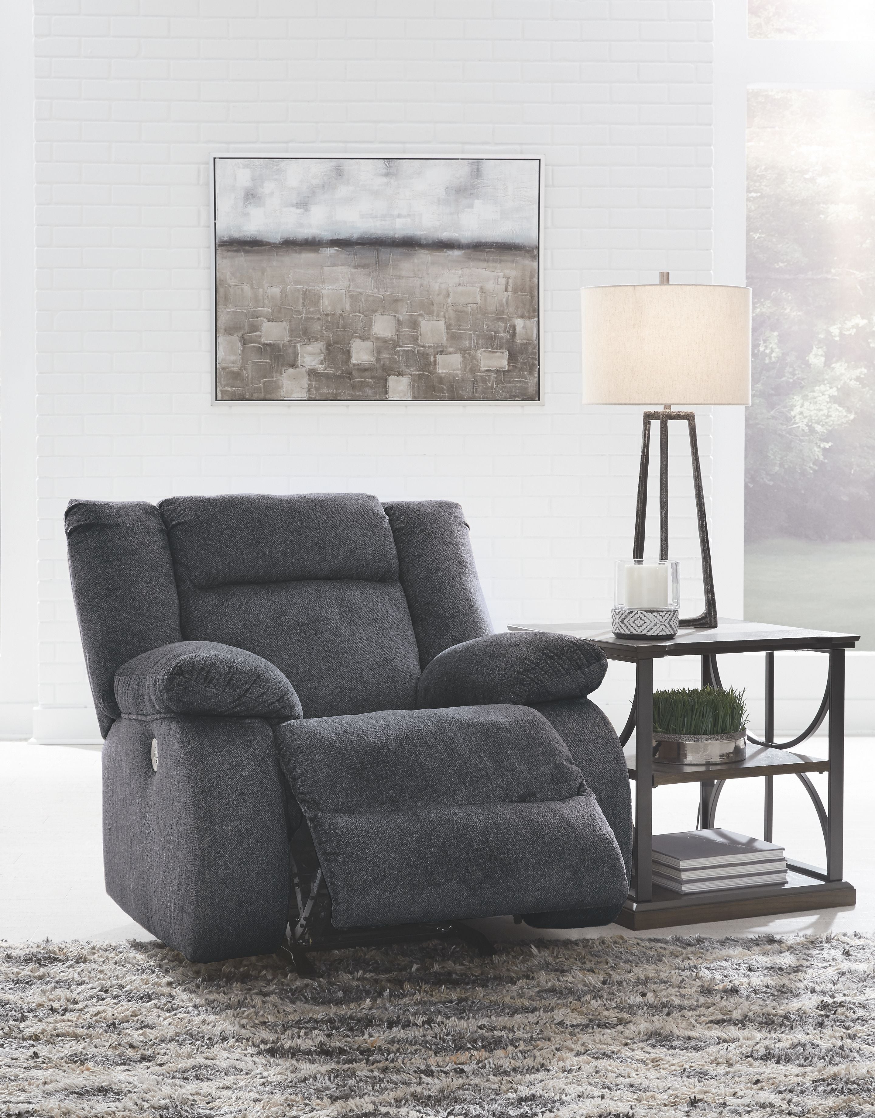 Ashley Furniture Burkner - Marine - Power Rocker Recliner | Meri Furniture