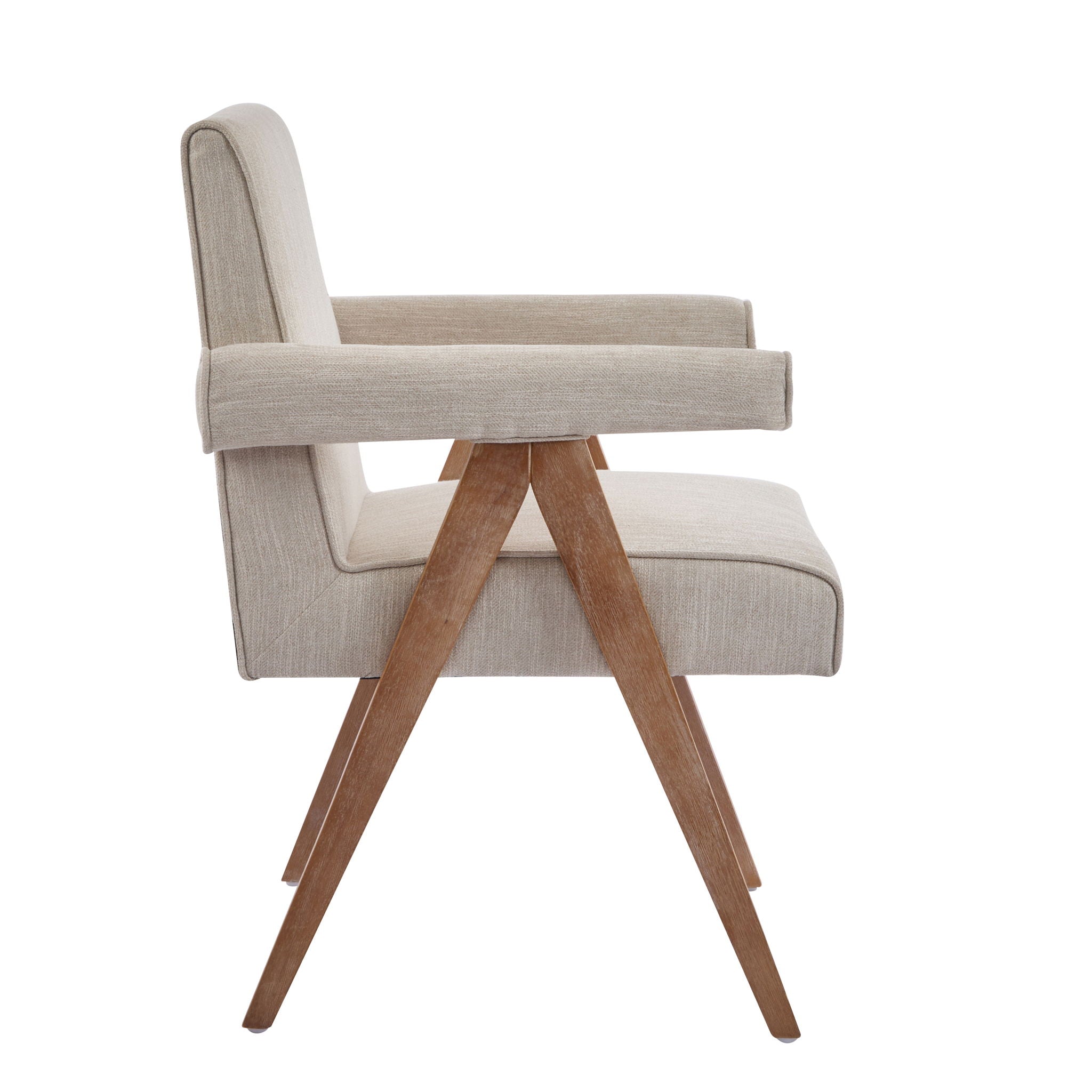 Contemporary Poppy Fabric Dining Armchair With Rubberwood Legs