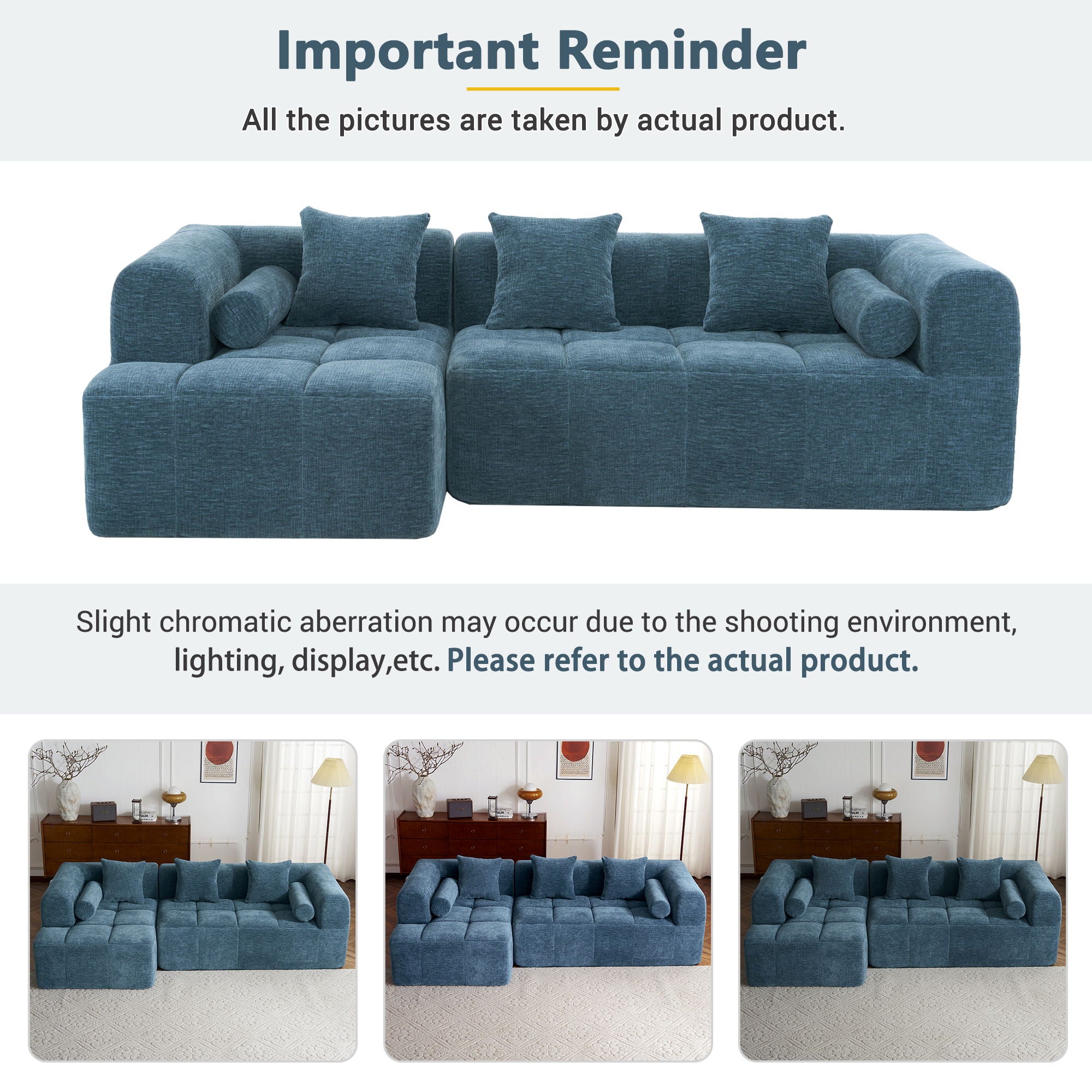 Sectional Free Combined Sofa With 2 Side Pockets