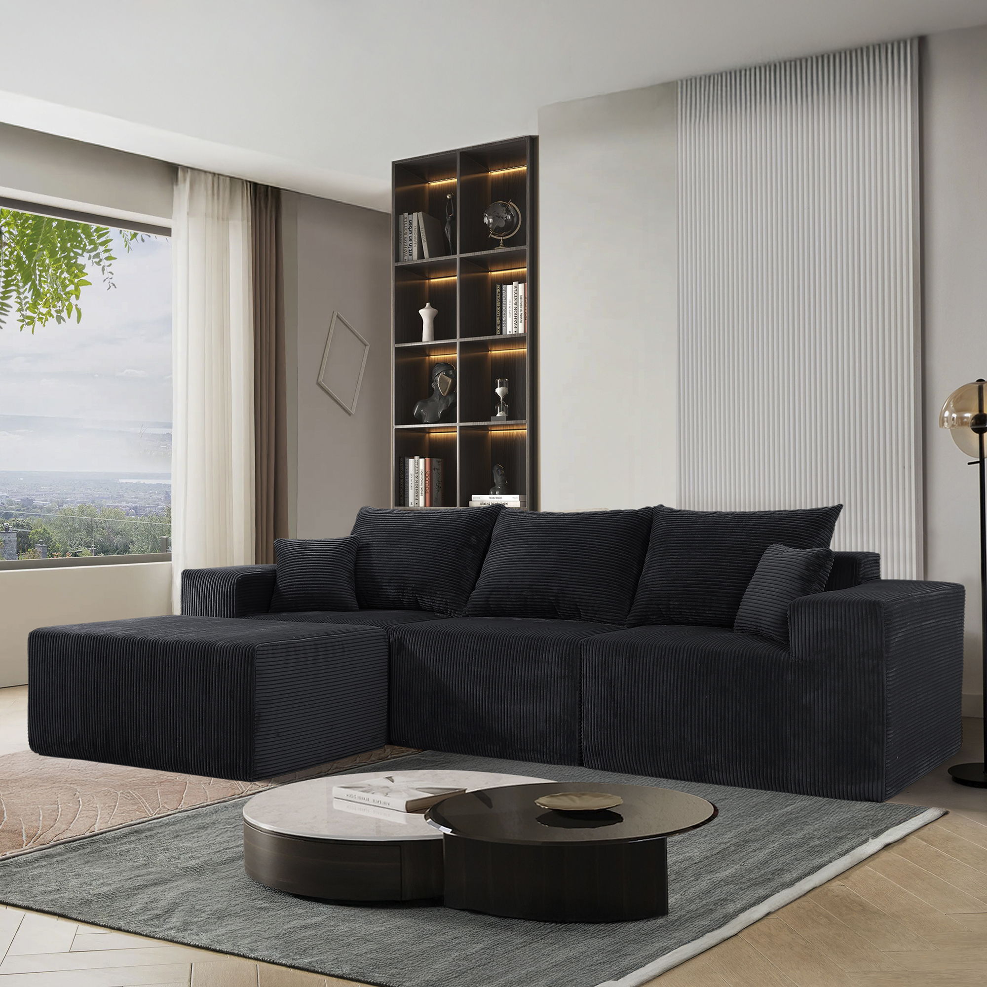 Modular Sectional Sofa, Convertible Couch With Chaise Corduroy