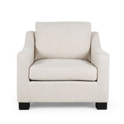 Nightowl - Upholstered Club Chair With Sloped Arms And Wood Legs - Beige