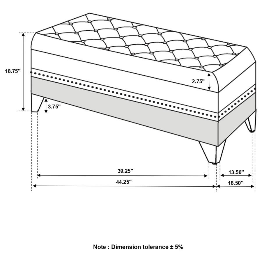 Coaster Fine Furniture Barzini - Velvet Upholstered Tufted Storage Bench - Black | Meri Furniture