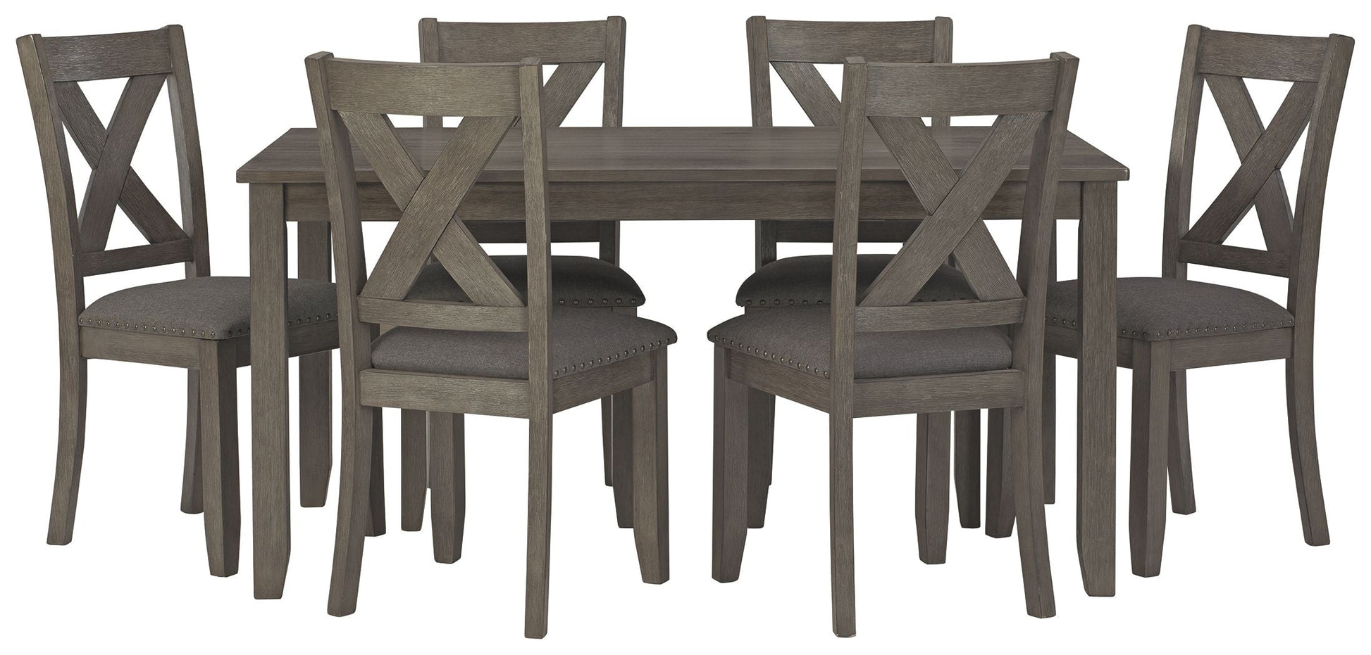 Signature Design by Ashley® Caitbrook - Gray - Rect Drm Table Set (Set of 7) | Meri Furniture