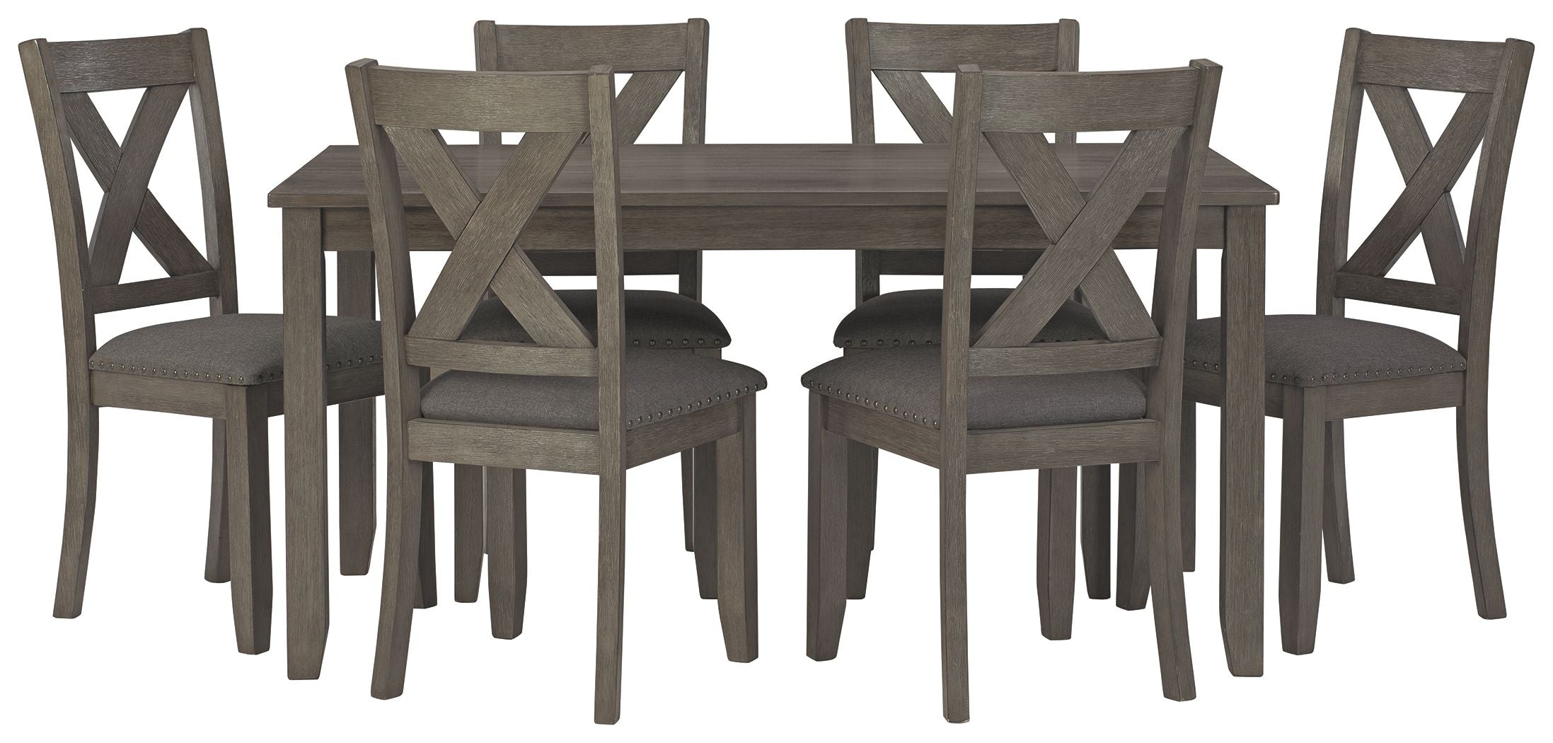 Signature Design by Ashley® Caitbrook - Gray - Rect Drm Table Set (Set of 7) | Meri Furniture