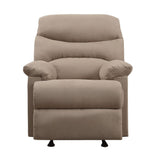 The lovely Arcadia recliner offers comfort, style and value for any home. A smooth microfiber seat cushion provides relaxation from seat to toe with an easy to reach external handle for operating the reclining mechanism.