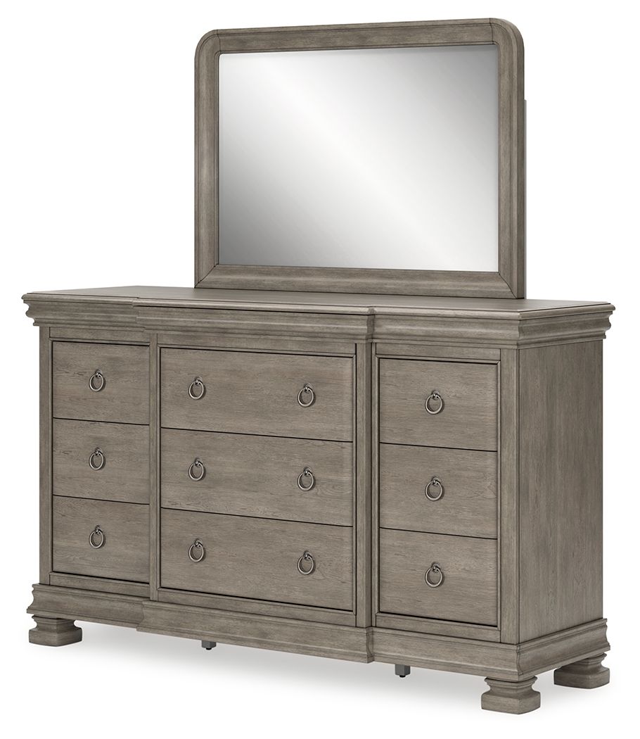 Signature Design by Ashley® Lexorne - Gray - Dresser And Mirror | Meri Furniture