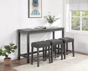 Oriana Gray 4 Piece Counter Height 60" Pub Table Set with Tufted Gray Linen Stools
