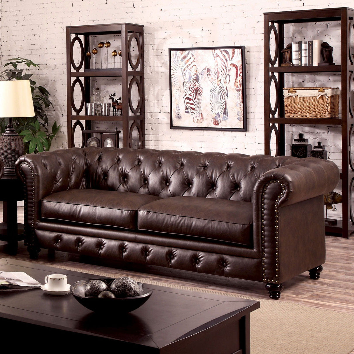 Furniture of America Stanford - Sofa - Brown | Meri Furniture