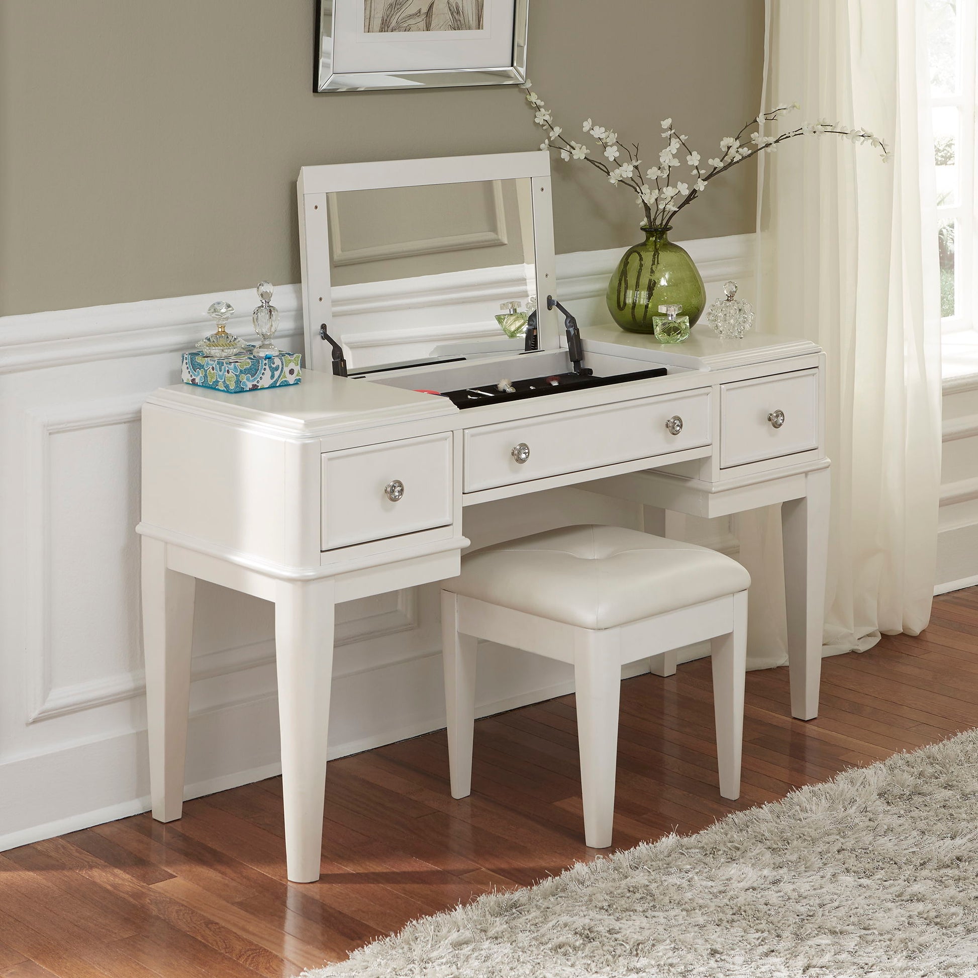 Liberty Furniture Stardust - 2 Piece Vanity Set - White | Meri Furniture