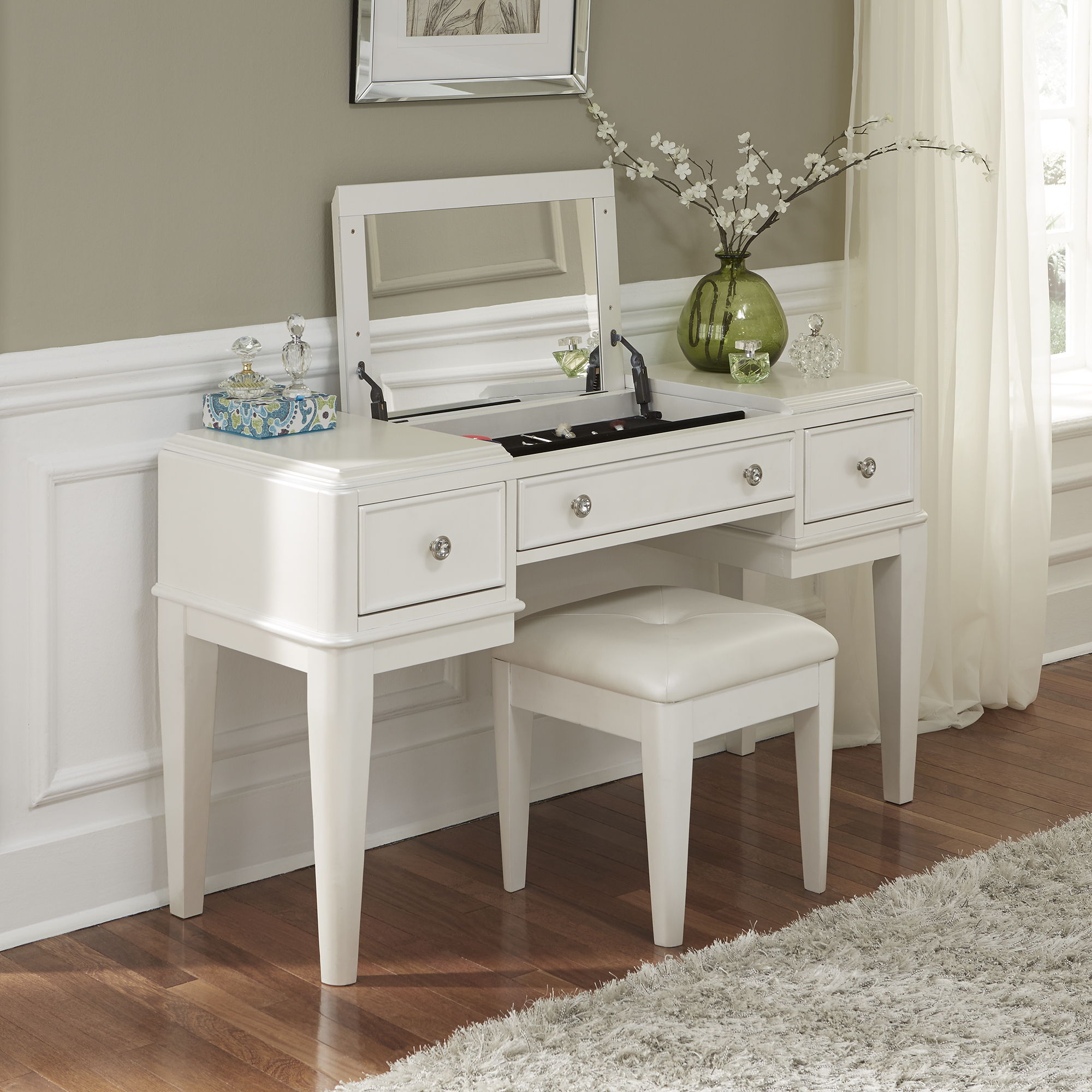 Liberty Furniture Stardust - 2 Piece Vanity Set - White | Meri Furniture