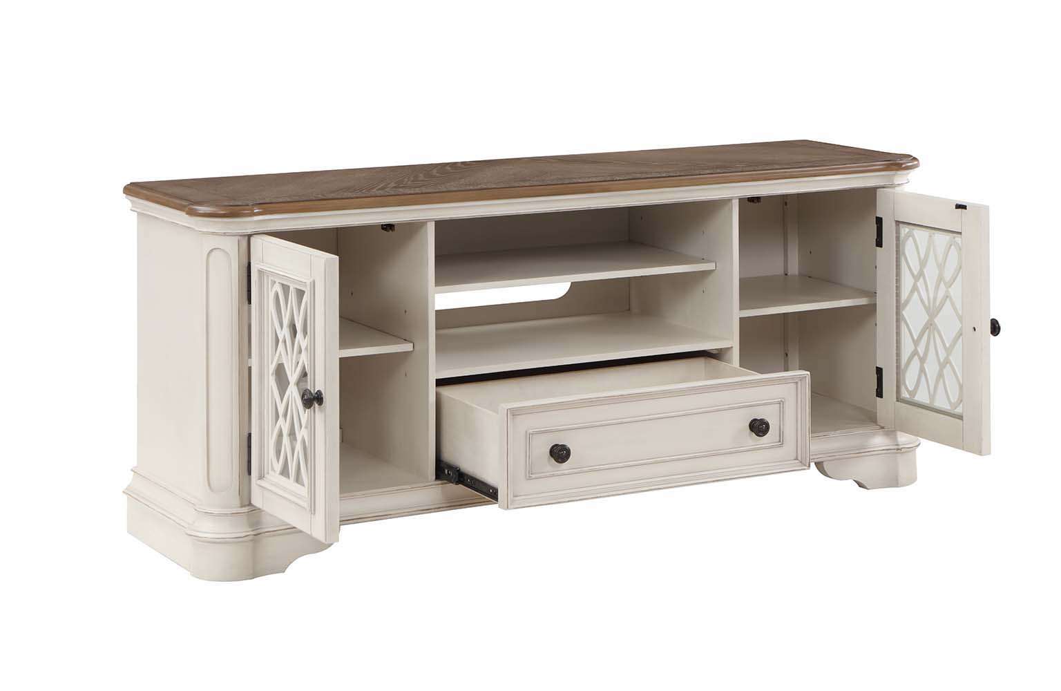 ACME Florian - TV Stand - Oak & Antique White Finish | Meri Furniture