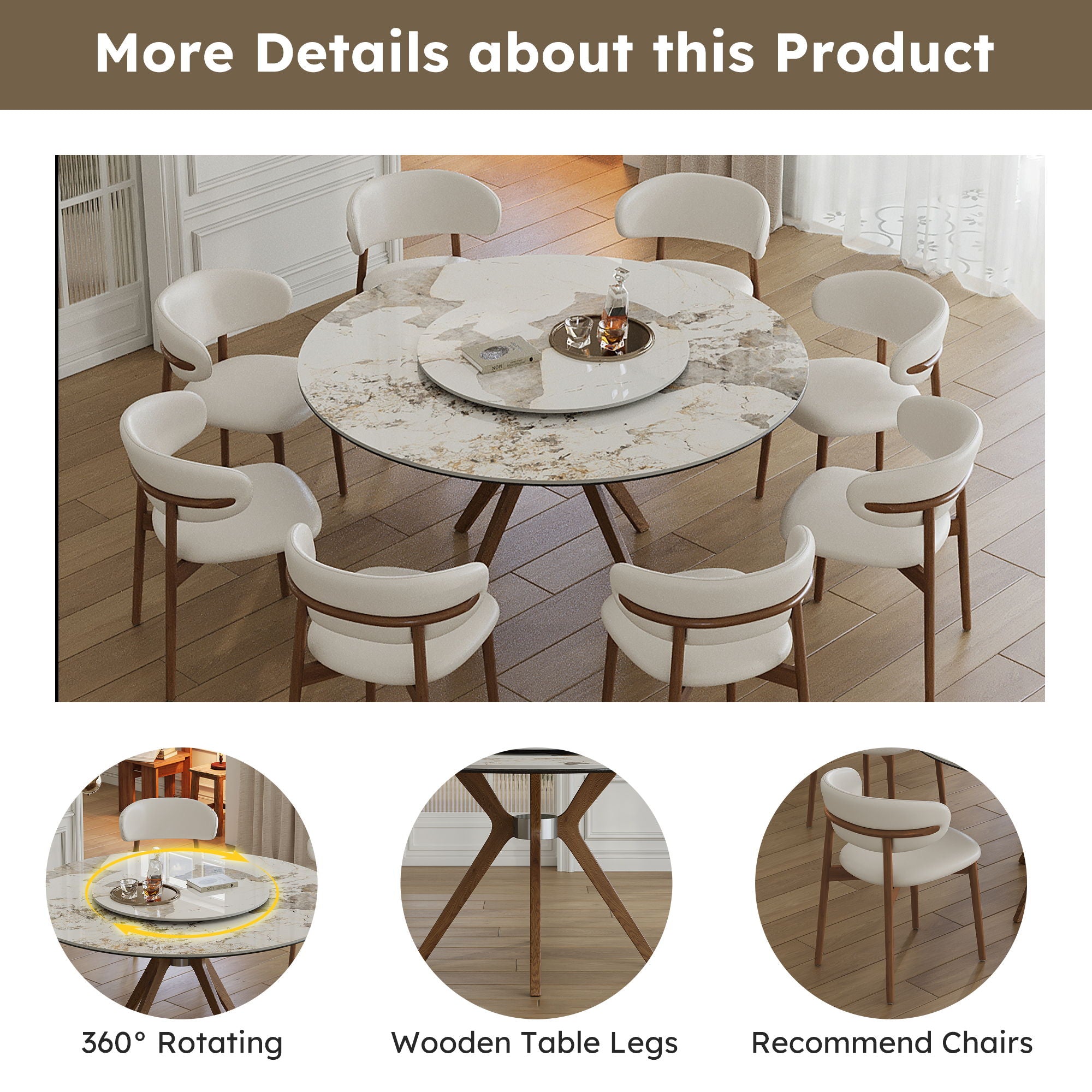 Modern Sintered Stone Dining Table Set With Chairs