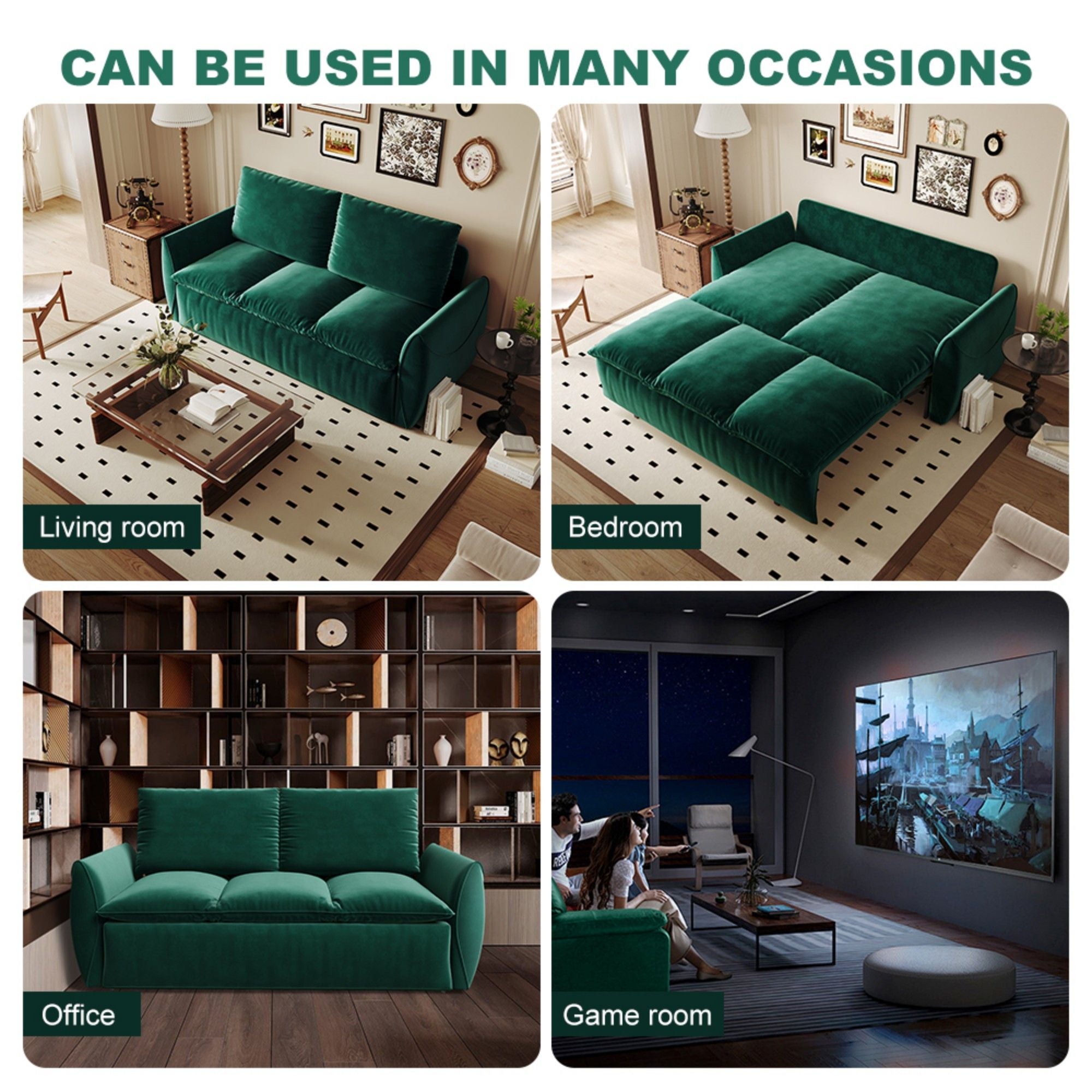 Pull Out Sofa Bed, 3 Seat Convertible Sleeper Sofa With 2 In 1 Pillow And Blanket Set