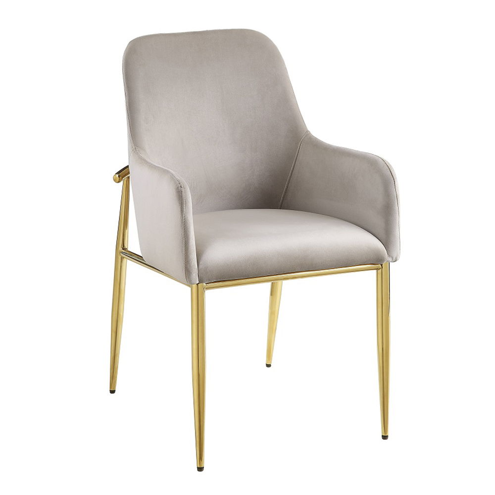 Barnard - Side Chair Set of 2) - Gray Velvet & Mirrored Gold
