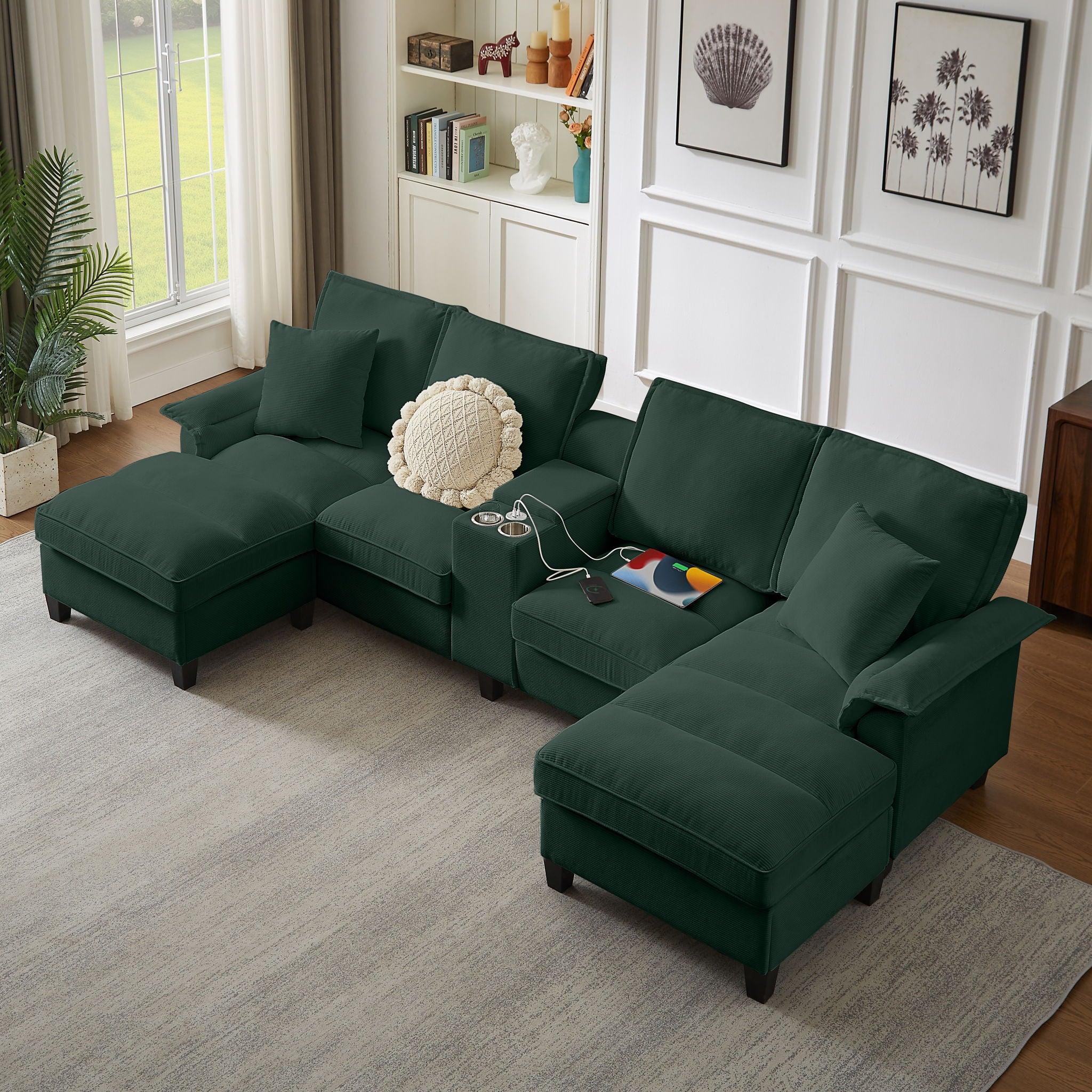 Modern U-Shaped Sectional Sofa Bed With Storage