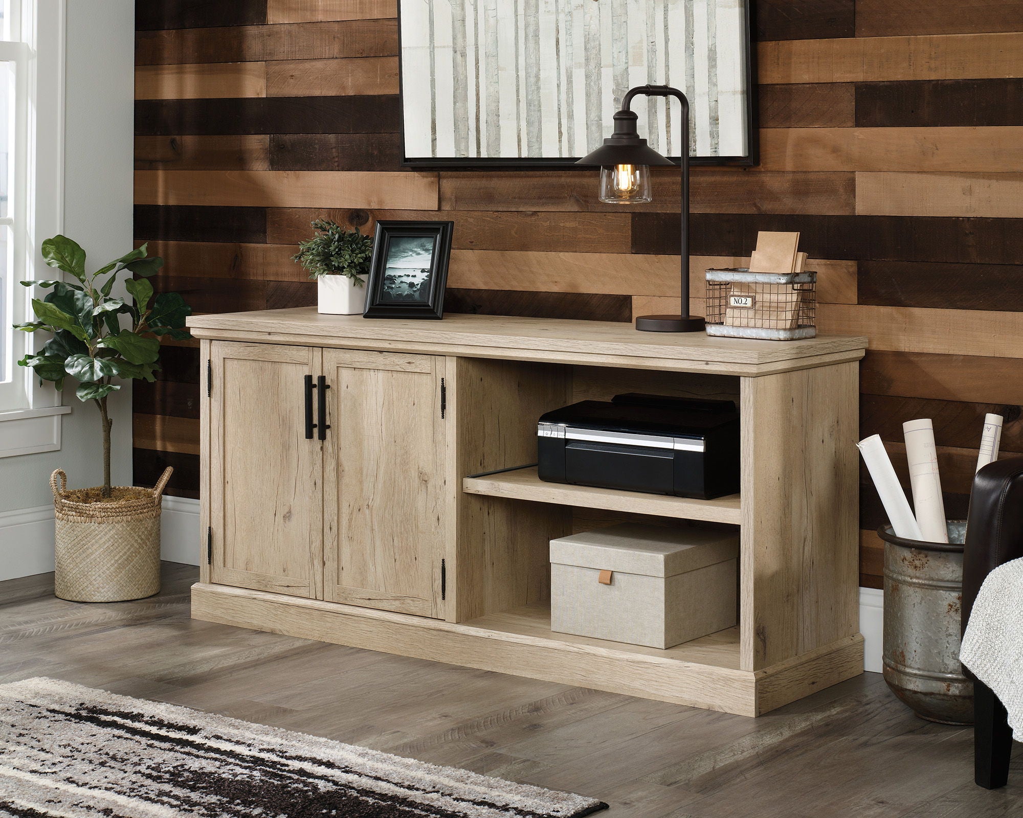 Spacious Prime Oak Wood Storage Credenza