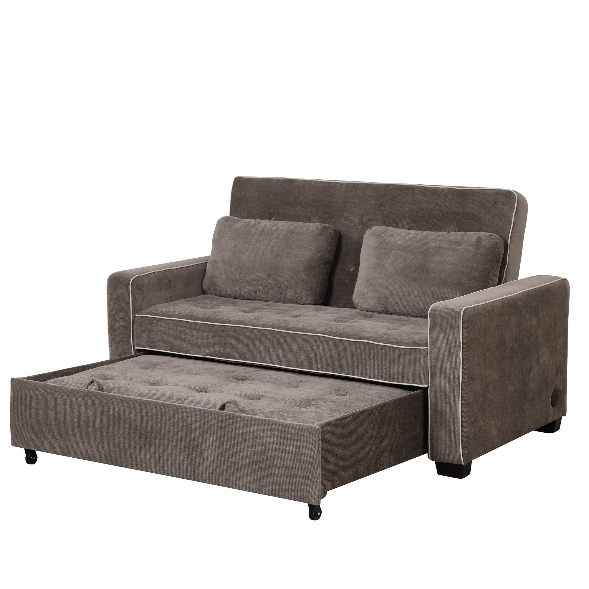 Upholstered Sleeper Bed Sofa With Dual USB Charging, Adjustable Backrest