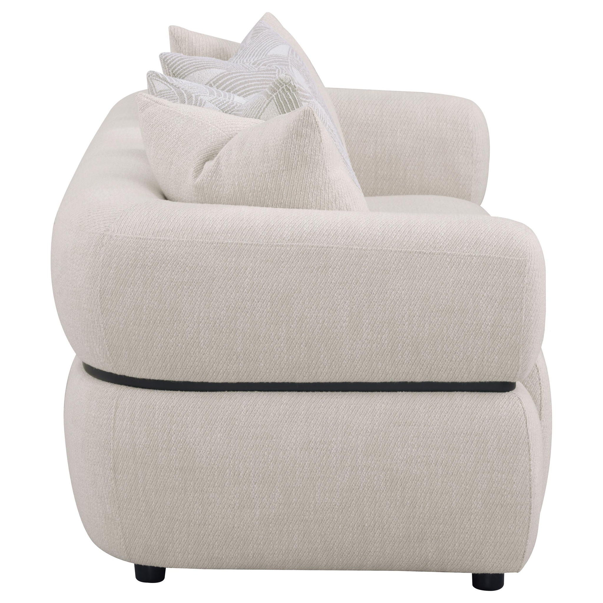 Jeanette 84-inch Fabric Upholstered Round Arm Sofa Beige