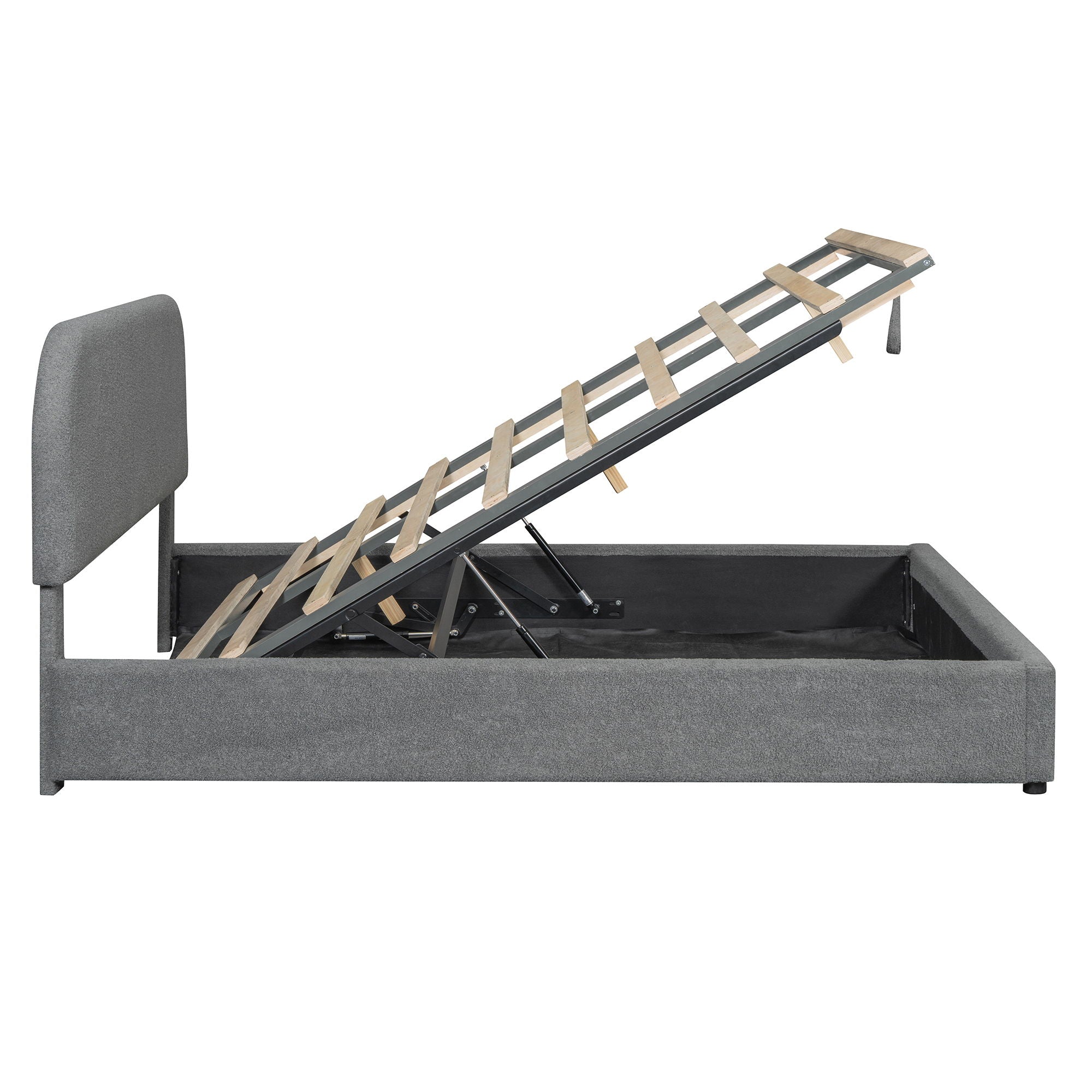 Upholstered Platform Bed With Hydraulic Storage System