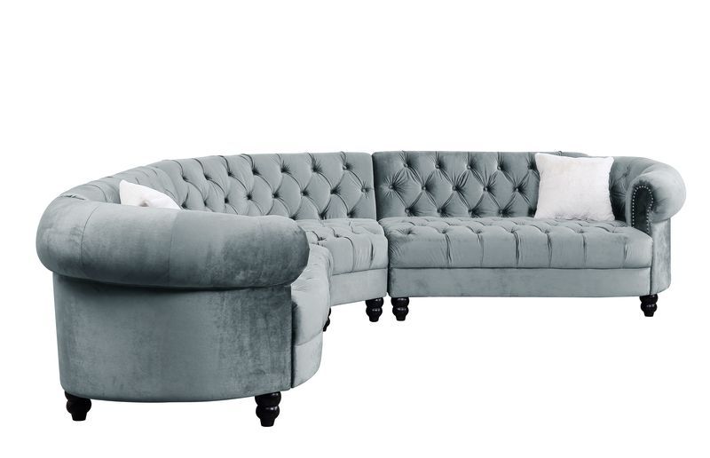 ACME Qulan - Sectional Sofa - Light Blue Velvet | Meri Furniture