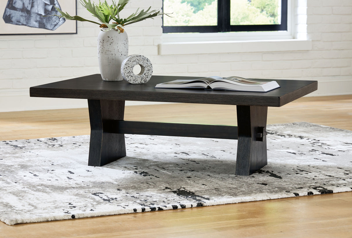 Signature Design by Ashley® Galliden - Black - Rectangular Cocktail Table | Meri Furniture