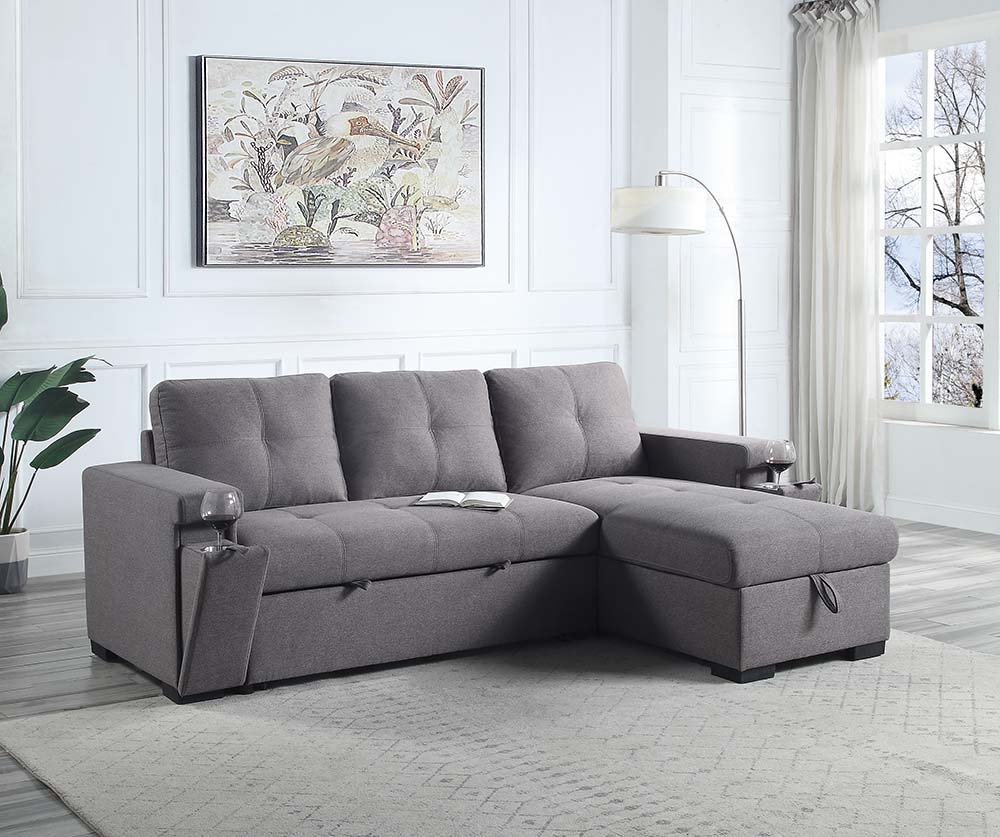 ACME Jacop - Sectional Sofa - Dark Gray Fabric | Meri Furniture