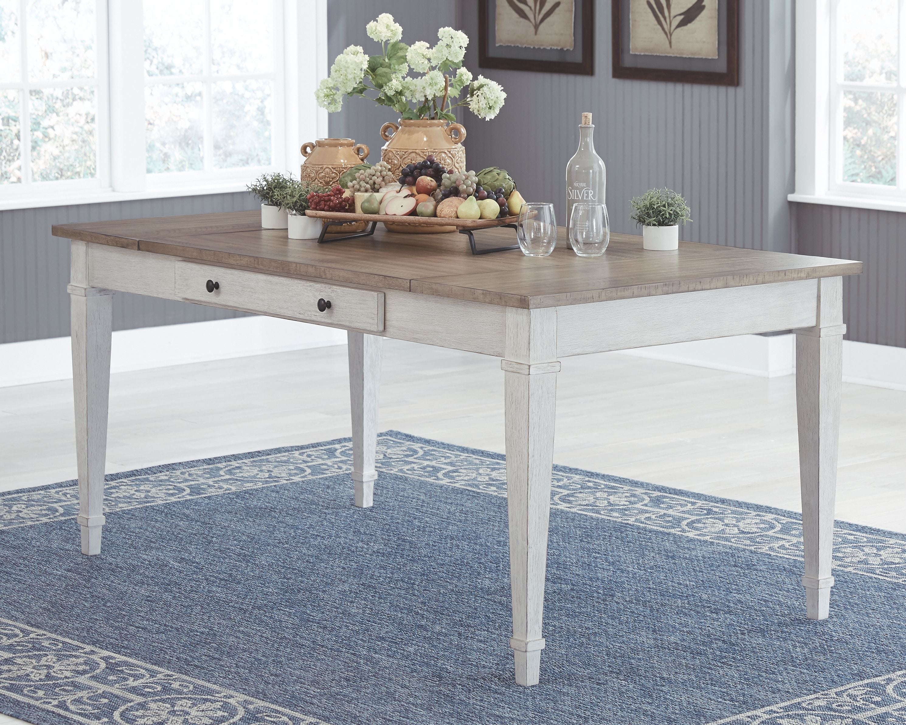 Signature Design by Ashley® Skempton - White - Rect Drm Table W/Storage | Meri Furniture