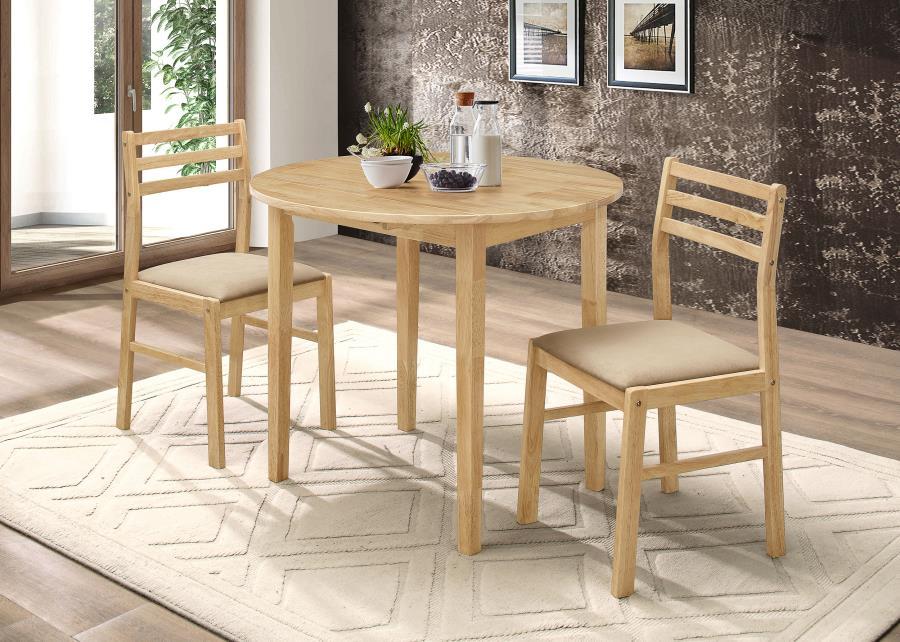 Coaster Fine Furniture Bucknell - 3 Piece Round Drop Leaf Dining Table Set | Meri Furniture