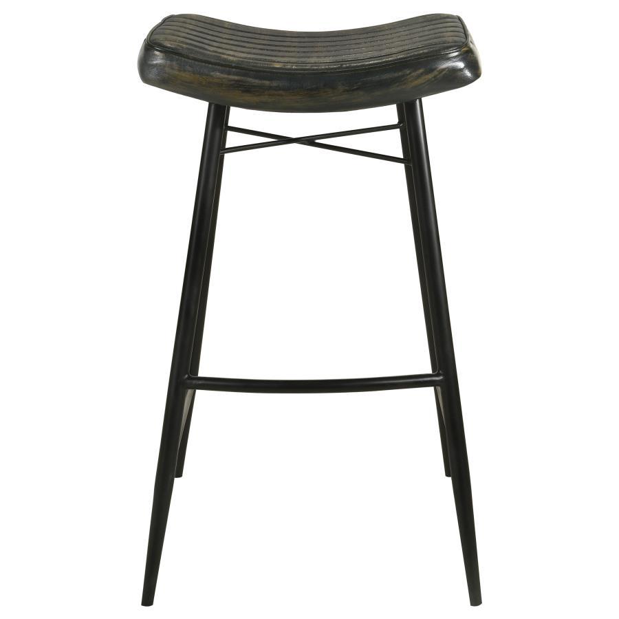 Coaster Fine Furniture Bayu - Leather Upholstered Saddle Seat Backless Bar Stool (Set of 2) | Meri Furniture