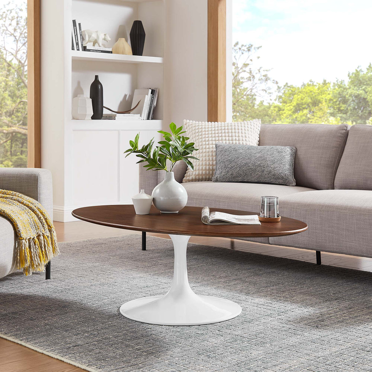 Lippa 48" Oval Wood Coffee Table by Modway
