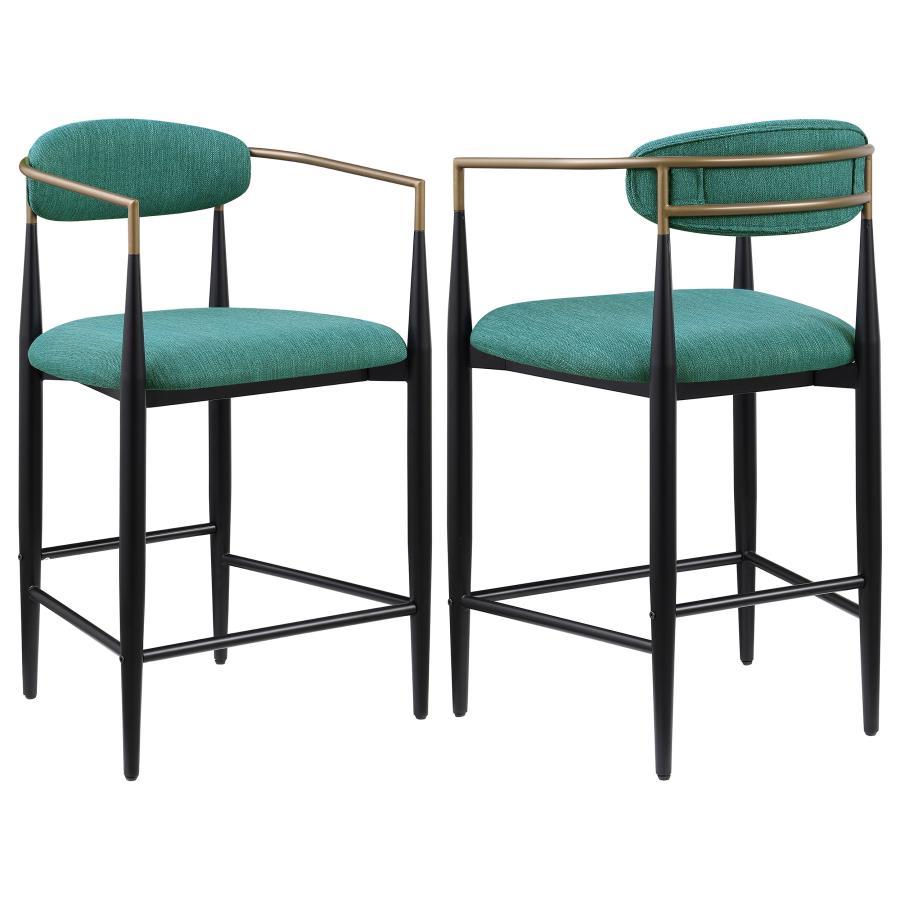 Coaster Fine Furniture Tina - Metal Counter Height Bar Stool With Upholstered Back And Seat (Set of 2) | Meri Furniture