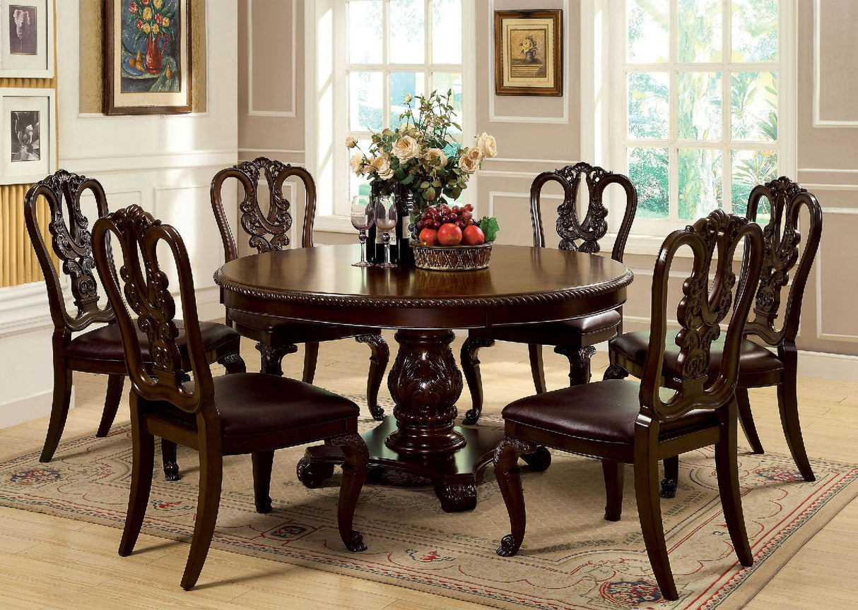 Furniture of America Bellagio - Round Dining Table - Brown Cherry | Meri Furniture