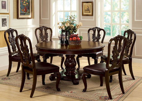 Furniture of America Bellagio - Round Dining Table - Brown Cherry | Meri Furniture