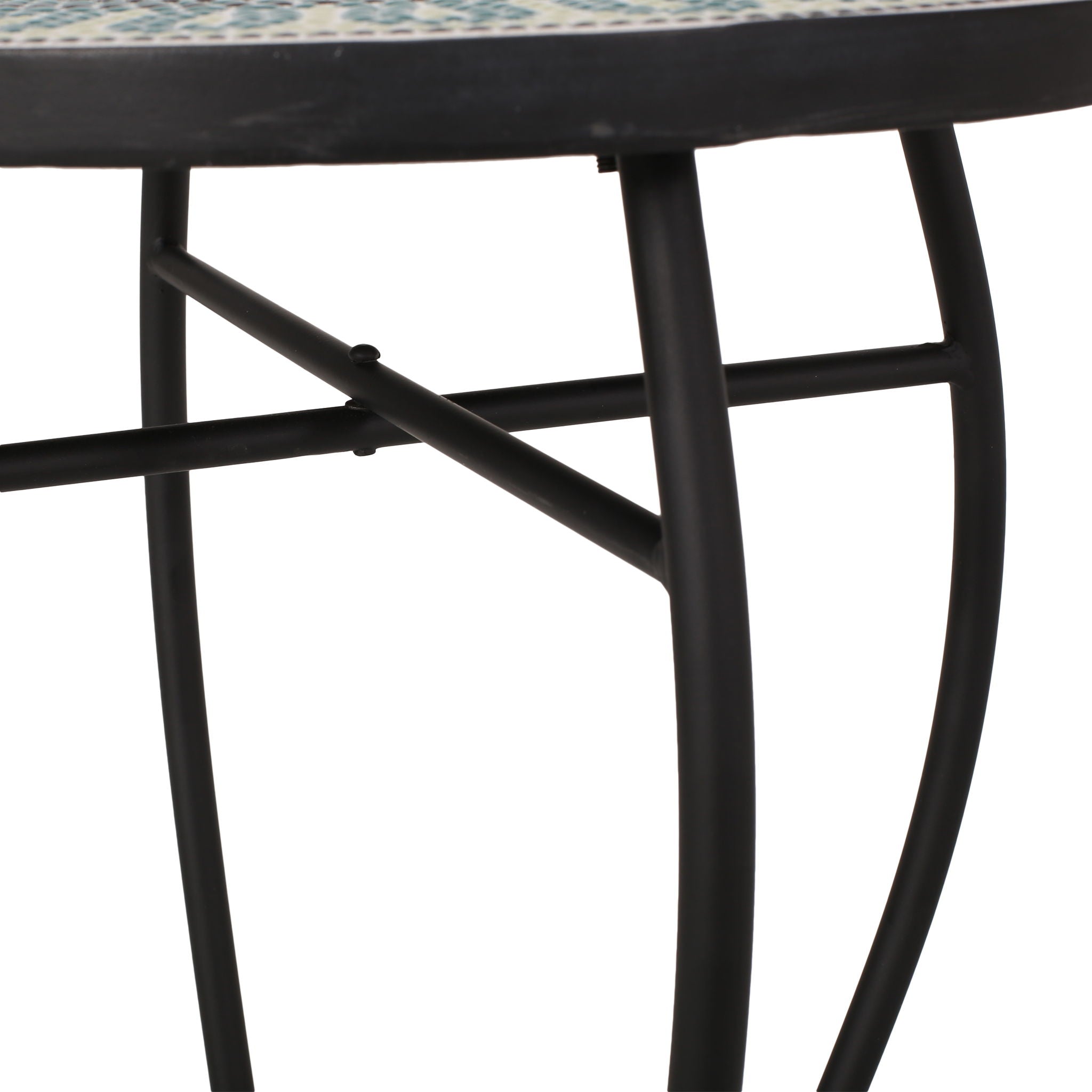 Outdoor Side Table With Tile Mosaic Table Top - Black