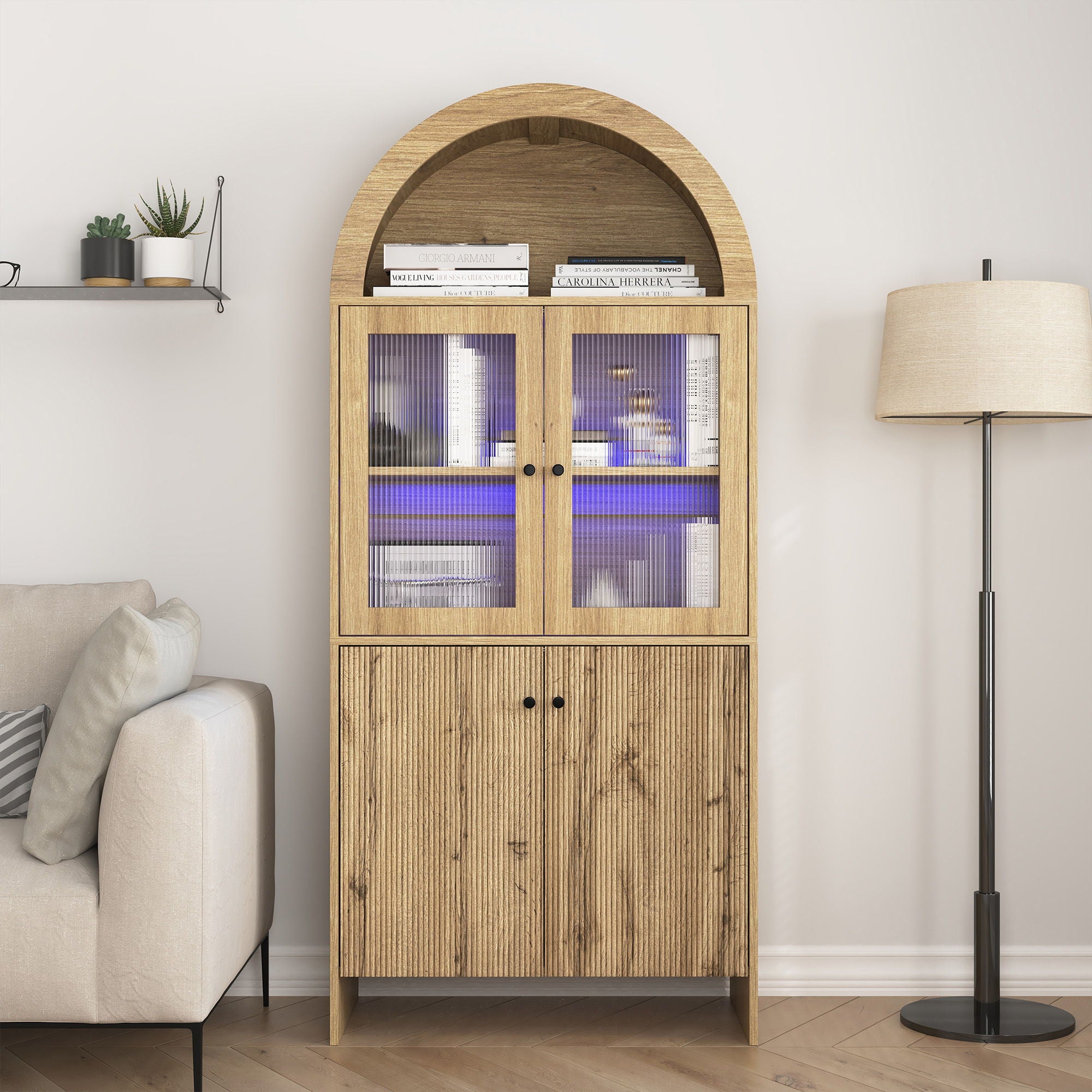 Modern Tech Inspired Dome Cabinet With LED Lighting