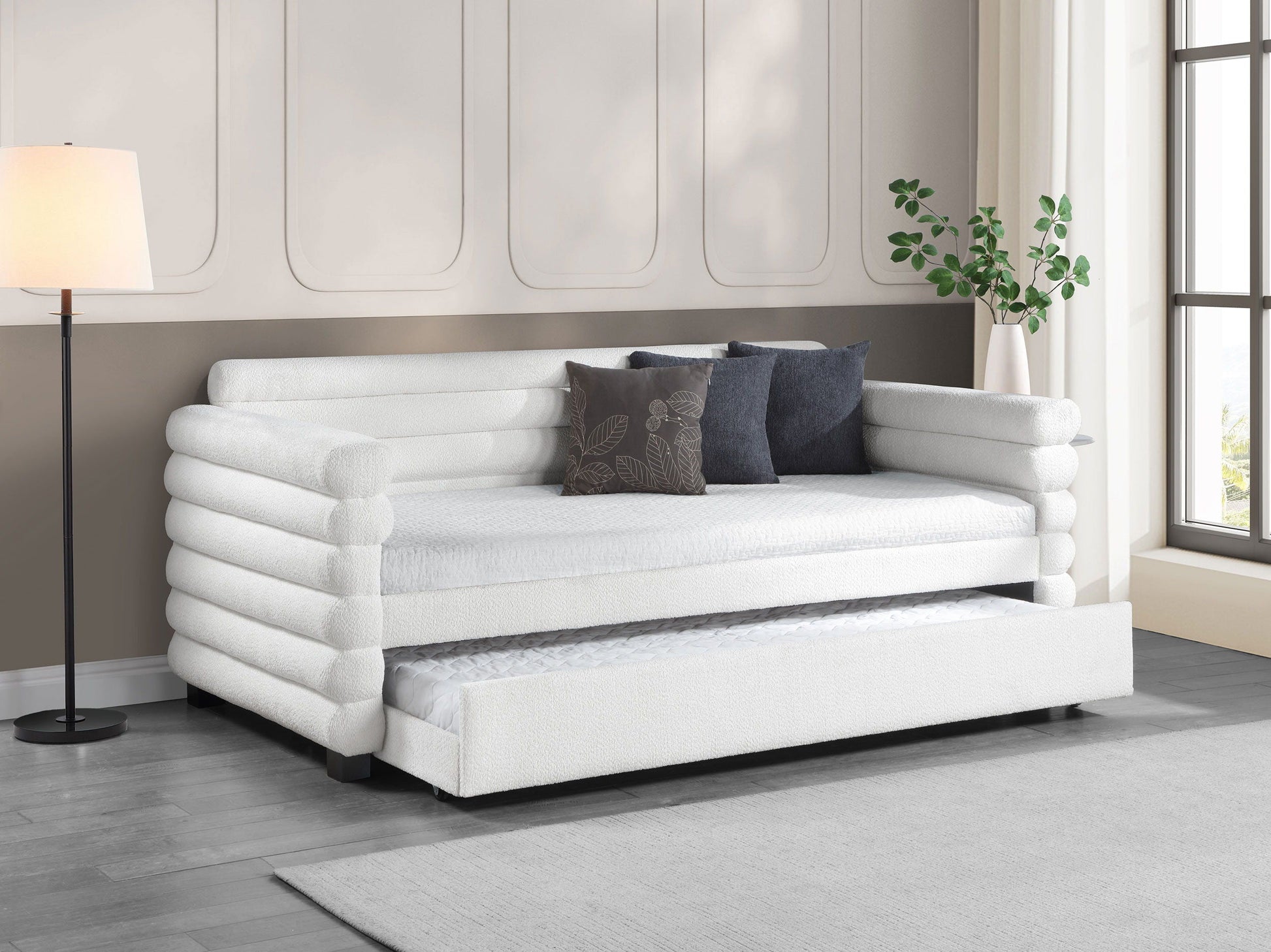 Coaster Fine Furniture Patricia - Boucle Upholstered Day Bed With Trundle | Meri Furniture