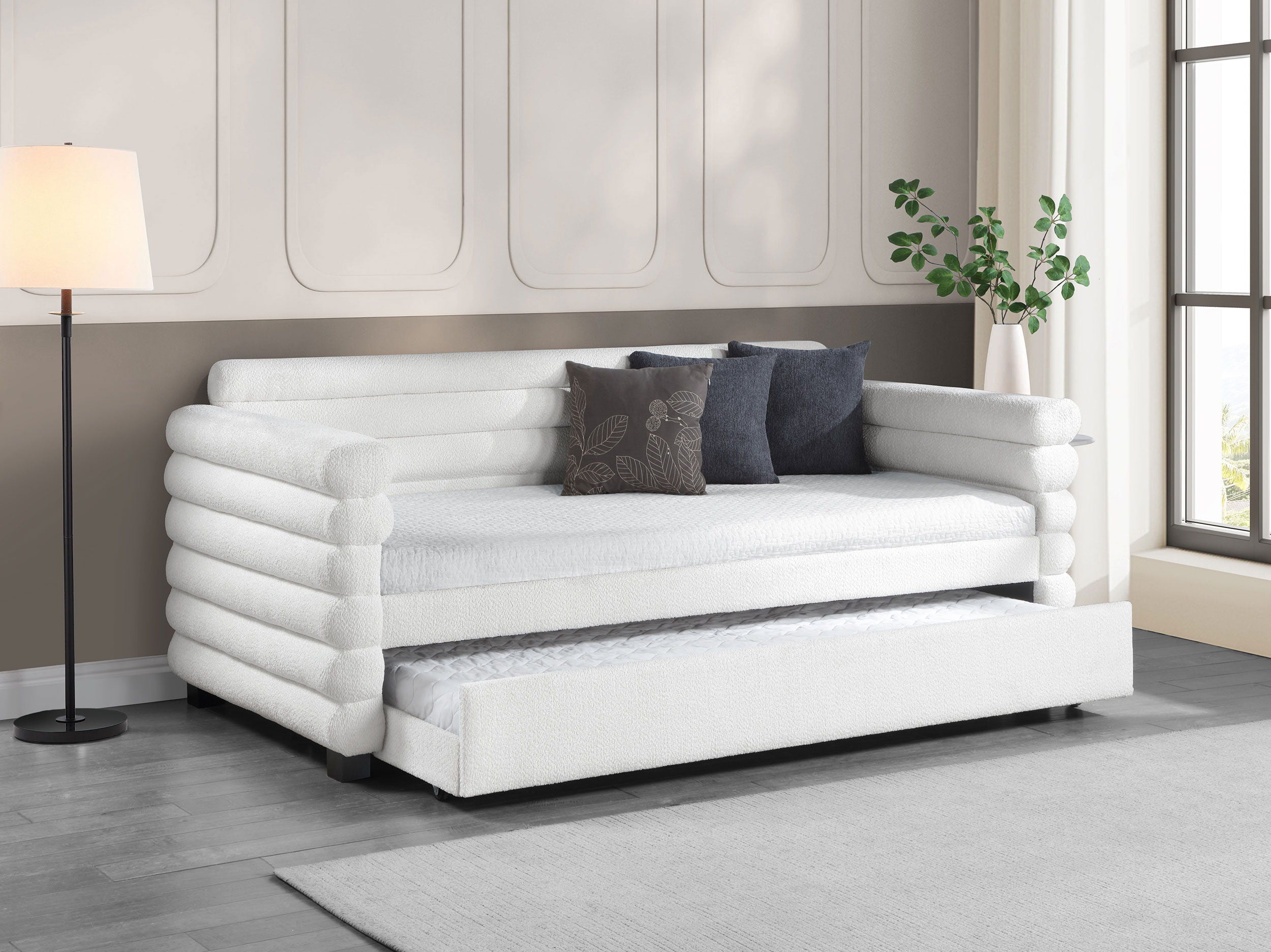 Coaster Fine Furniture Patricia - Boucle Upholstered Day Bed With Trundle | Meri Furniture