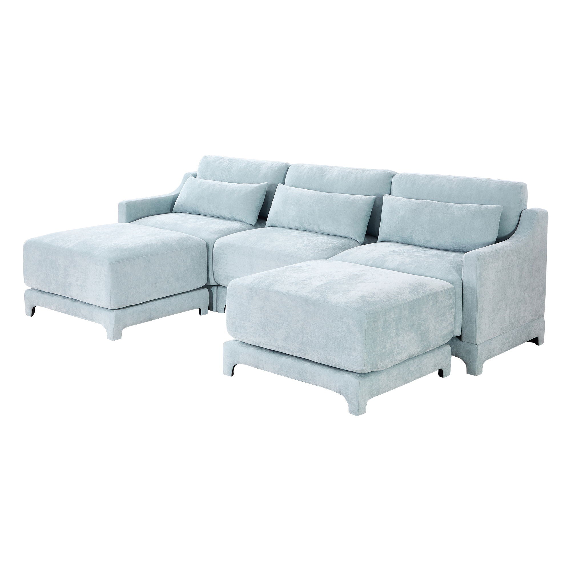 Stylish Sofa With Ottoman And Lumbar Pillows, Ergonomic Design