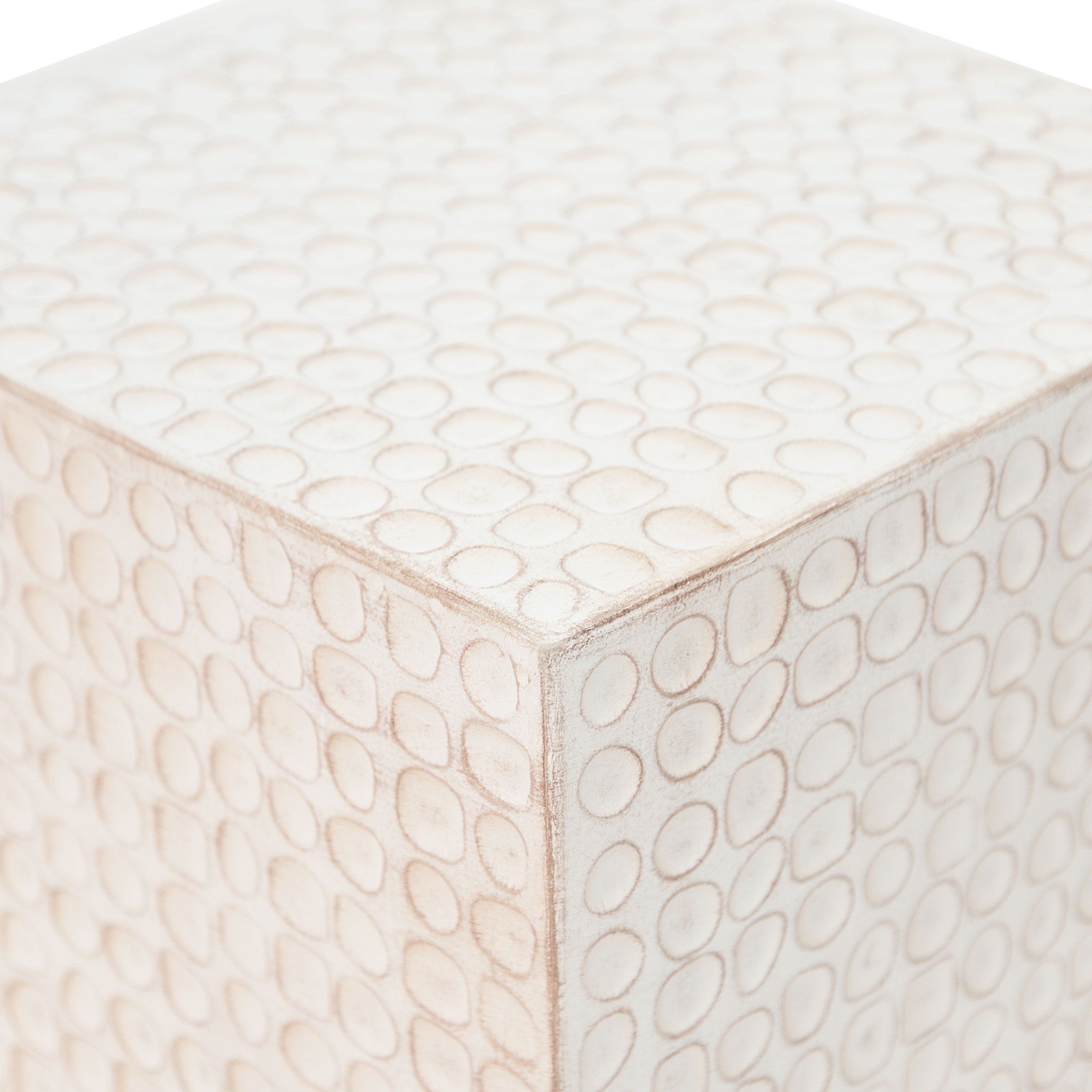 Chic Modern Mgo Cube Side Table With Fluted Design - Antique Brown